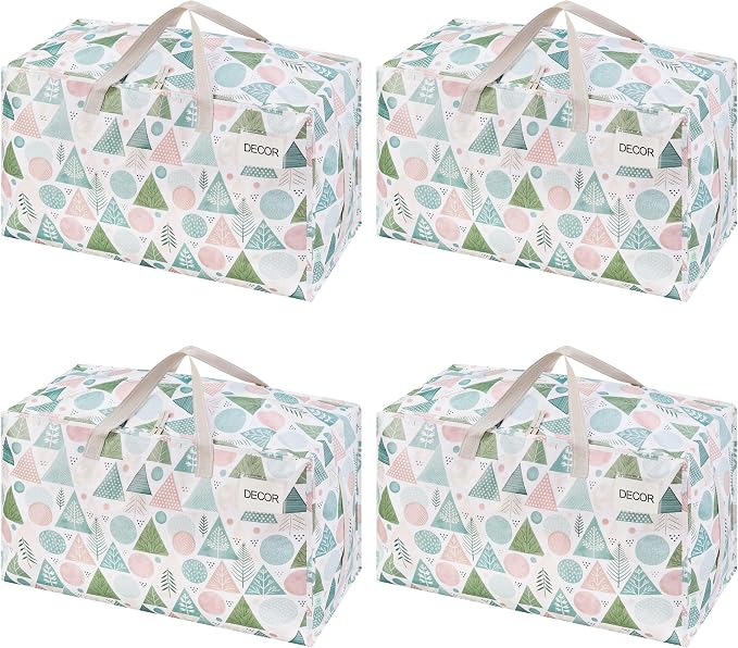 VENO 4 Pack Moving Bags and Large Christmas Decoration Storage Bins by Veno