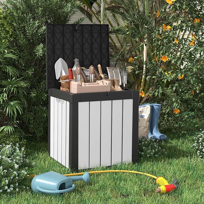 ROJIK 50 Gallon Resin Deck Box, Lockable Waterproof Weatherproof Outdoor - Image 4