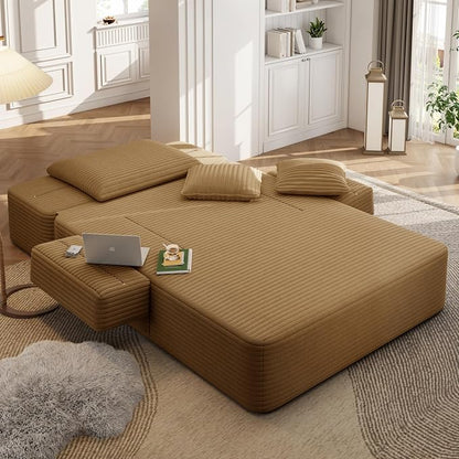 2-in-1 Convertible Chaise Lounge Indoor, 60.2" Corduroy Upholstered Chaise - Image 7