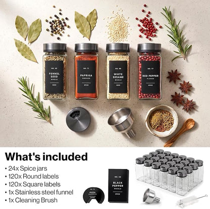 EDELHAUS Glass Spice Jars with Label and Space Gray Rotating Lids Spice - Image 10