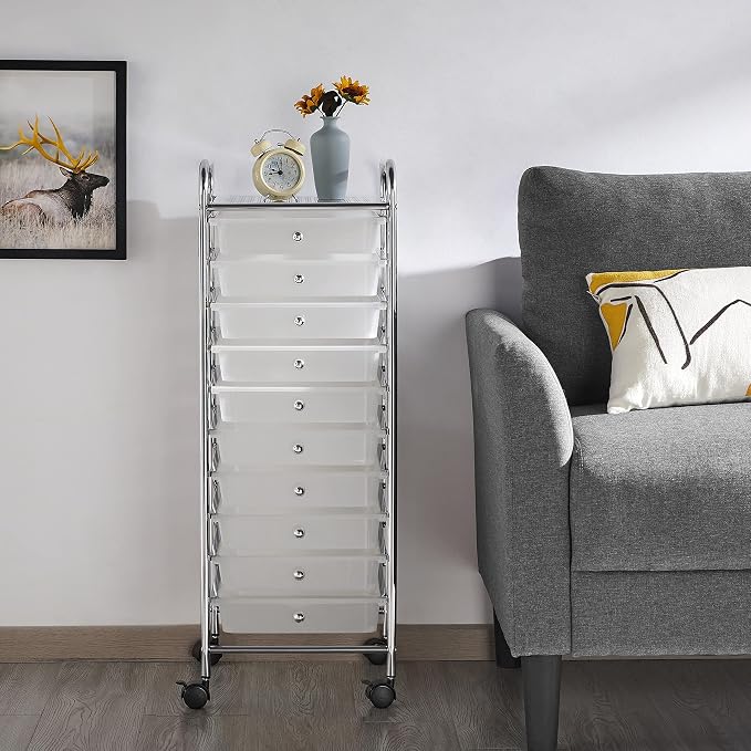 Yaheetech 10 Drawer Cart Rolling Plastic Storage Cart and Organizer - Image 4