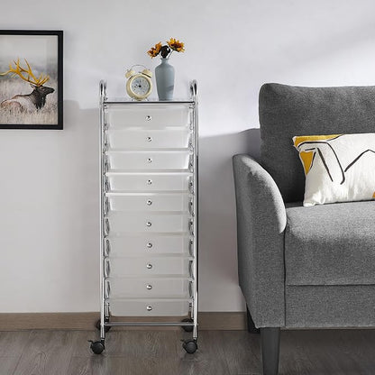 Yaheetech 10 Drawer Cart Rolling Plastic Storage Cart and Organizer - Image 4