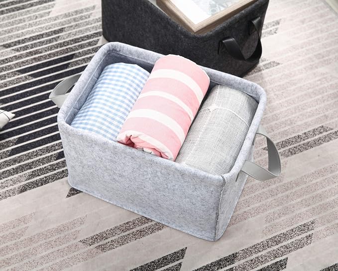Collapsible Storage Bins Foldable Felt Fabric Storage Basket Organizer Boxes - Image 5