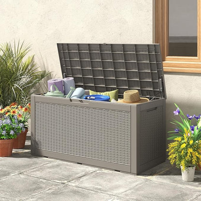 NUNU LAB 102 Gallon Large Waterproof Resin Deck Box, Lockable Outdoor Storage - Image 3