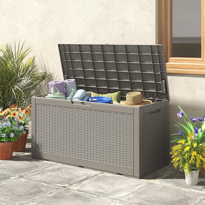 100 Gallon Deck Box Lockable Resin Outdoor Storage Box waterproof Outdoor - Image 3