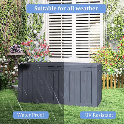 75 Gallon Deck Box, Resin Outdoor Indoor Waterproof Storage Box, Lockable - Image 4