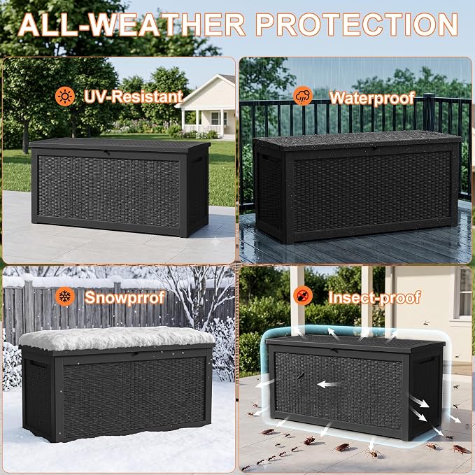 Vixzen 320 Gallon Deck Boxes Outdoor Waterproof, Lockable Storage Box - Image 5