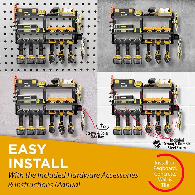 GRG Tools Heavy-Duty Power Tool Organizer – Wall Mounted Drill Rack - Image 3