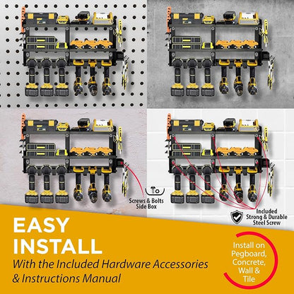 GRG Tools Heavy-Duty Power Tool Organizer – Wall Mounted Drill Rack - Image 3