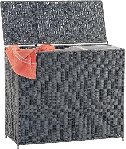 Household Essentials 3‑Compartment Seagrass Laundry Sorter Wicker Hamper - Image 3