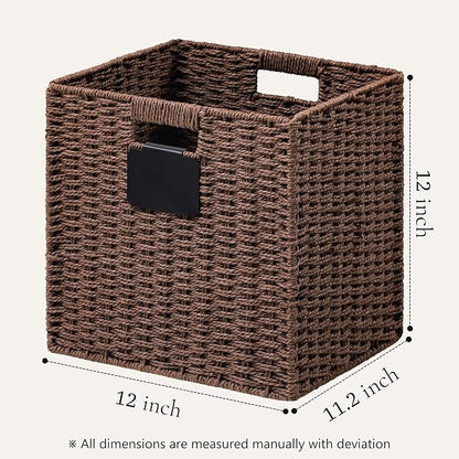 UBBCARE 4 Pack Wicker Basket, 12×12 Storage Cubes - Image 2