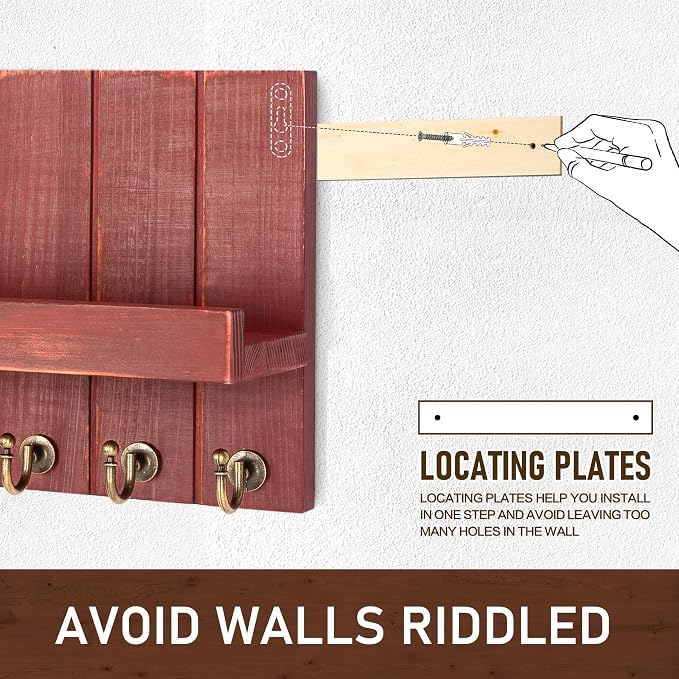 Rebee Vision Pine Wood Key Holder Wall Mount – Rustic Key Holder - Image 7
