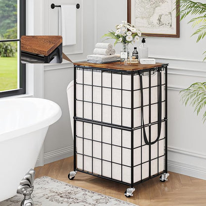 90L Laundry Basket with Wheels, Large Capacity Laundry Hamper with Removable - Image 7