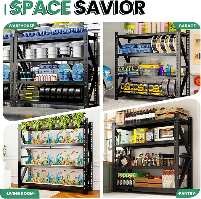 4-Tier Heavy Duty Garage Shelving, Industrial Shelving - Image 8