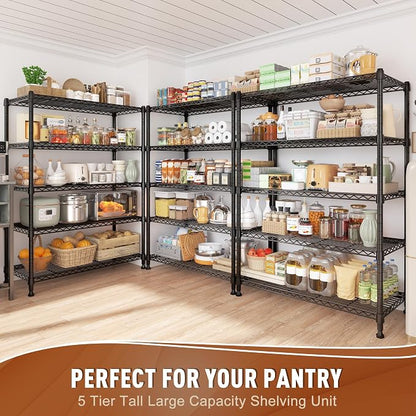 REIBII 5-Tier Wire Shelving Rack Storage Shelves Metal Shelves, 1020 LBS - Image 4