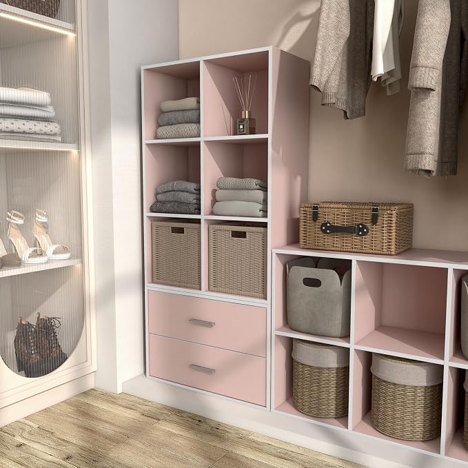 Homes: Inside + Out Apexa 6-Cube Storage Organizer Shelves, Stackable Wood - Image 12