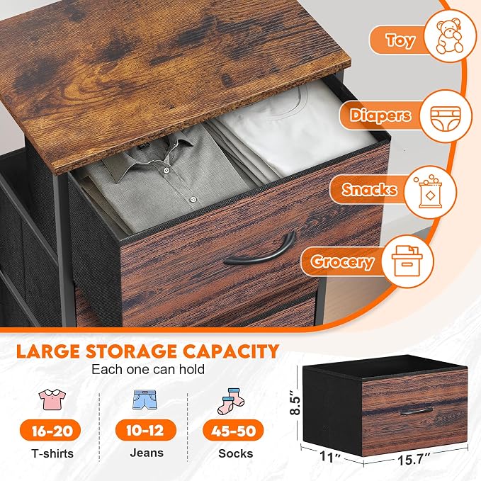 5 Fabric Drawer Dresser for Bedroom, Chest of Drawers - Image 7