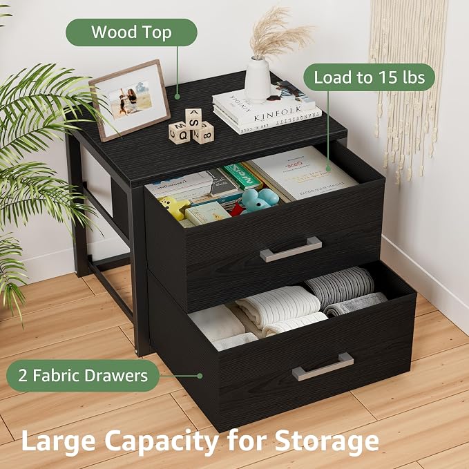 BOLUO Stackable Storage Drawers Closet Organizers and Storage Fabric Black 2 - Image 6