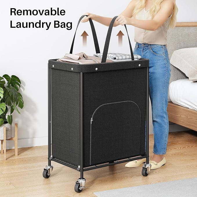 170L Large Laundry Basket with Wheels, Rolling Laundry Hamper Easy Access - Image 6