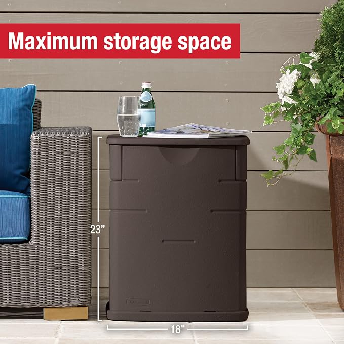 Rubbermaid Small Resin Outdoor Storage Deck Box Weather Resistant Brown Deck - Image 4