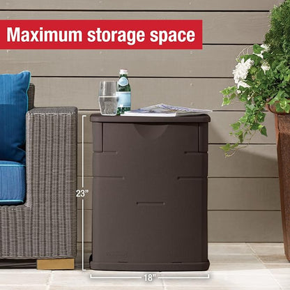 Rubbermaid Small Resin Outdoor Storage Deck Box Weather Resistant Brown Deck - Image 4