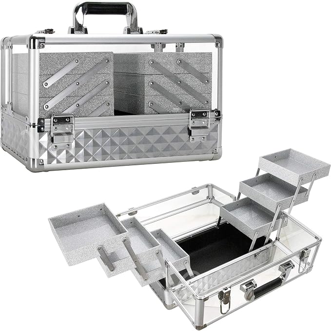 Ver Beauty Makeup Train Case 14 inch Armored Acrylic Large Portable Cosmetic by VerBeauty