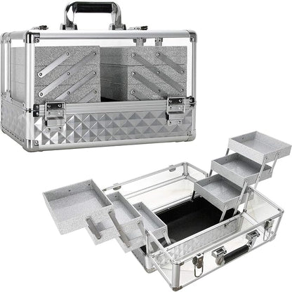 Ver Beauty Makeup Train Case 14 inch Armored Acrylic Large Portable Cosmetic by VerBeauty