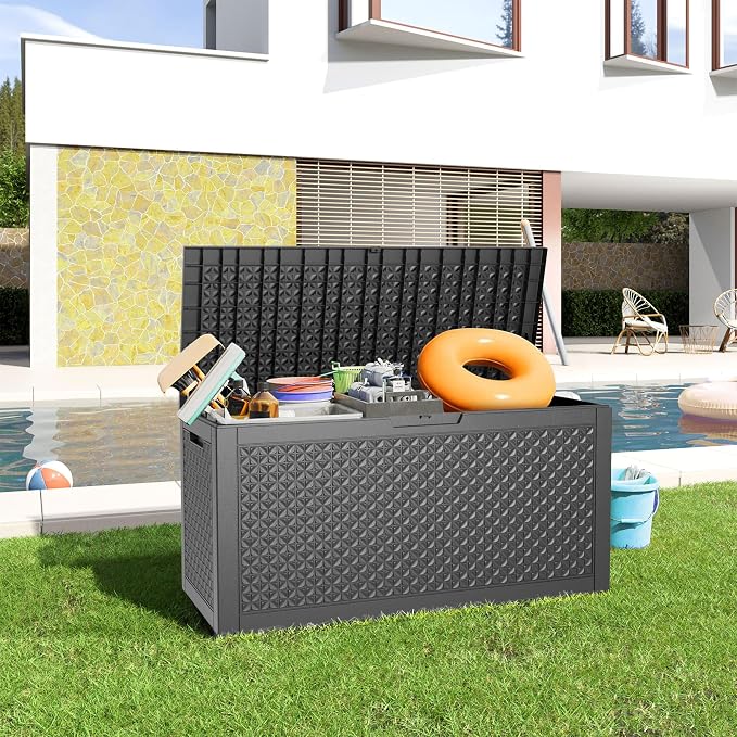 Vixzen 100 Gallon Deck Boxes Outdoor Waterproof, Lockbale Outdoor Storage Box - Image 2