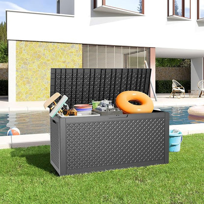 Vixzen 100 Gallon Deck Boxes Outdoor Waterproof, Lockbale Outdoor Storage Box - Image 2