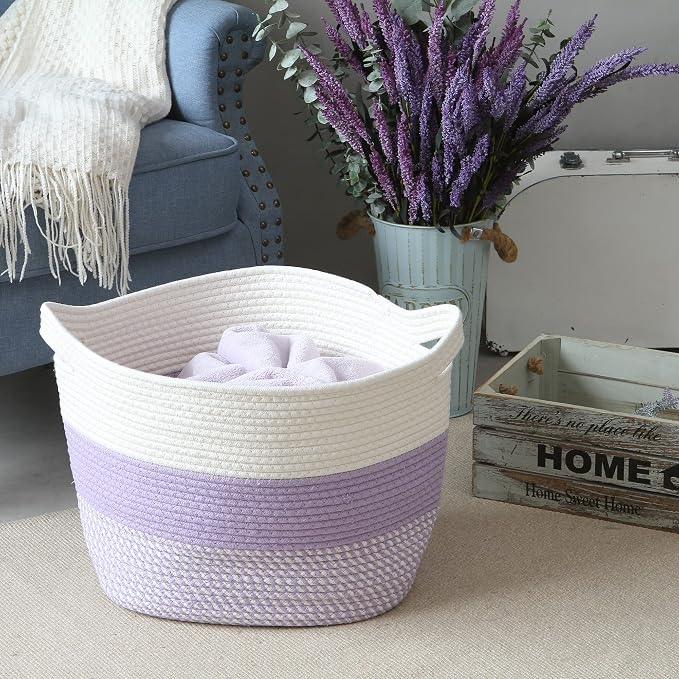 Sea Team Oval Large Cotton Rope Woven Storage Basket - Image 3