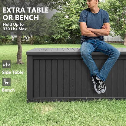 150 Gallon Resin Deck Box, Large Indoor and Outdoor Storage Box, Weatherproof - Image 9