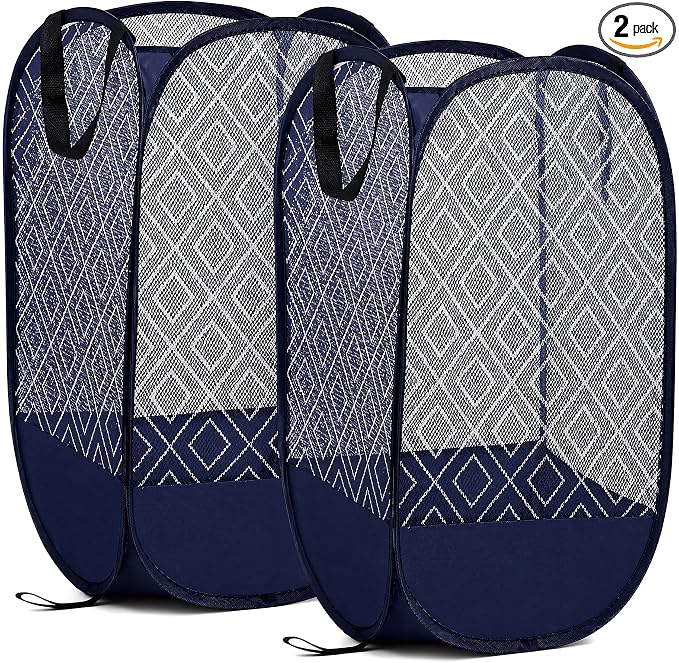 100L Extra Large Mesh Pop Up Laundry Hamper 2 Pack by NairSnow