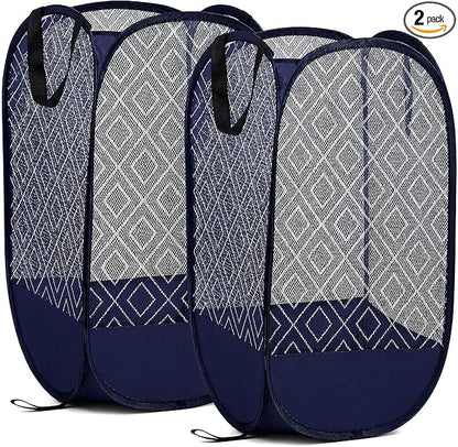 100L Extra Large Mesh Pop Up Laundry Hamper 2 Pack by NairSnow