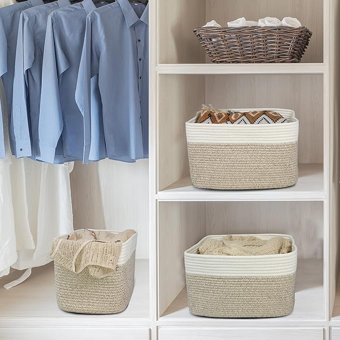 Cotton Rope storage Basket Bins Woven Basket - Image 5