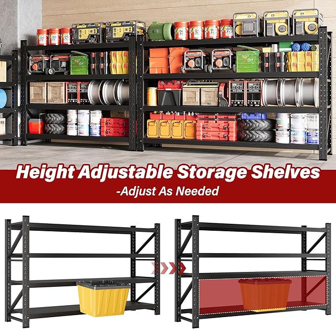 48" Wide Heavy Duty Garage Shelving Units, 3000LBS 24 Deep Storage Shelves - Image 6