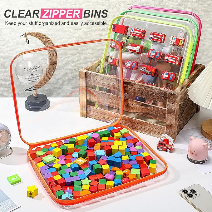 Hoolerry 4 Pcs Hard Clear Zipper Case Makeup Bags Plastic Pencil Pouch - Image 5