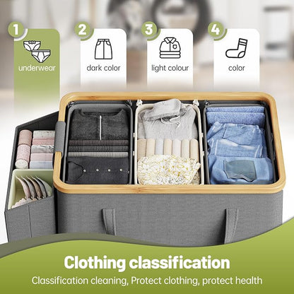 175L Laundry Hamper with Lid 3 Section, Extra Large Laundry Basket with 3 - Image 4