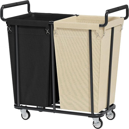Large laundry hamper with Wheels, 2 Bag 360L Big Rolling Laundry Basket Sorter by Gewudraw