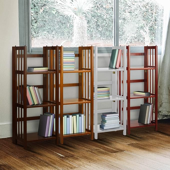 Casual Home 3-Shelf Folding Bookcase-Honey Oak - Image 10
