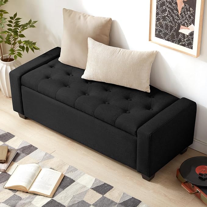 Huatean Home 48" Ottoman with Storage, Upholstered Entryway Bench with Seating - Image 6