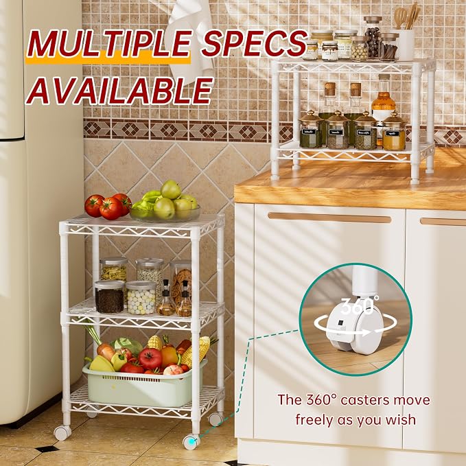 3 Tier Adjustable Storage Shelves Heavy Duty Metal Utility Shelf Wire Shelving - Image 6