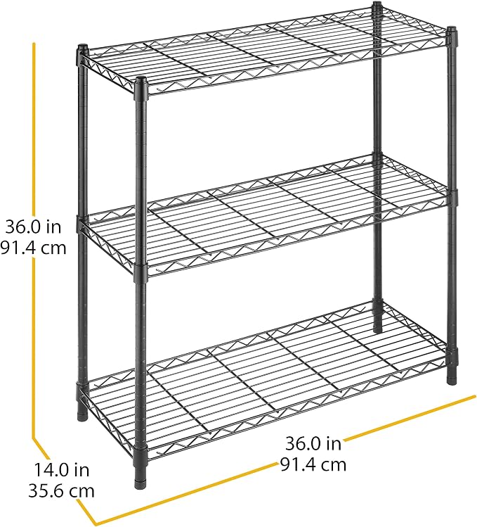 Whitmor 3 Tier Shelving Unit, Metal Storage Shelves, 400 lbs Capacity per Shelf - Image 3