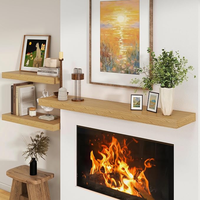 FLYJOE Deep Floating Shelves, 55 Inch Oak Shelves Set of 1 | 12 Inch Deep - Image 2