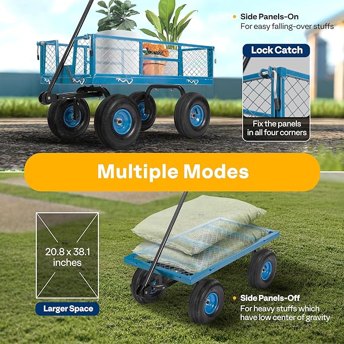 VIVOHOME Heavy Duty 880 Lbs Capacity Mesh Steel Garden Cart Folding Utility - Image 4