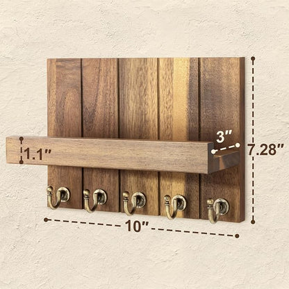 Rebee Vision Acacia Wood Key Holder Wall Mount – Farmhouse Key Holder - Image 2