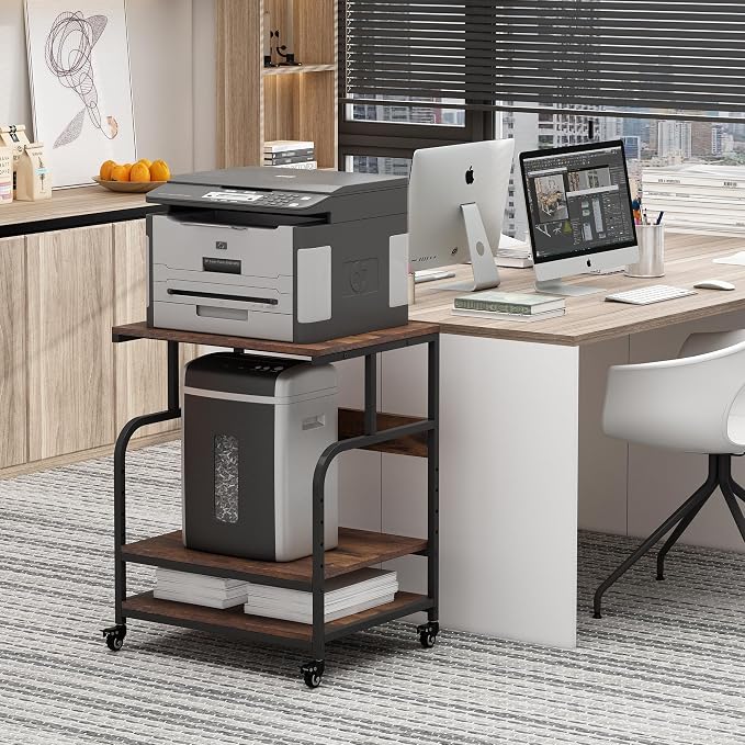 Large Printer Stand with Adjustable Storage Shelf, 3 Tier Printer Cart with - Image 8