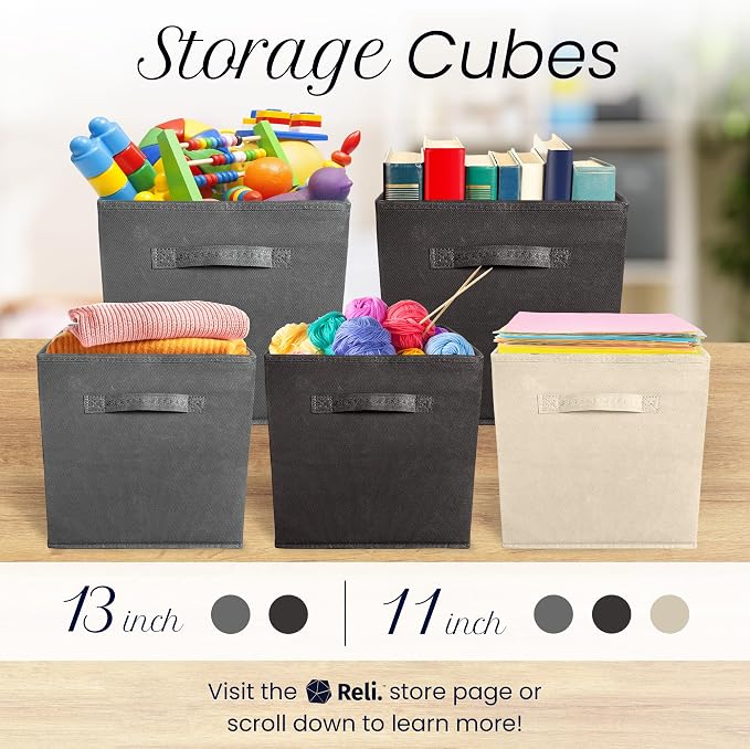 Reli. 11 Inch Cube Storage Bins | Cube Organizer Bins | 11x11 Fabric Storage - Image 7