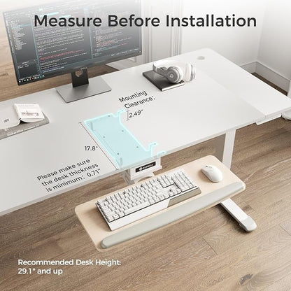 EUREKA ERGONOMIC Keyboard Tray Height Adjustable, Swivel Tilt Computer Keyboard - Image 3