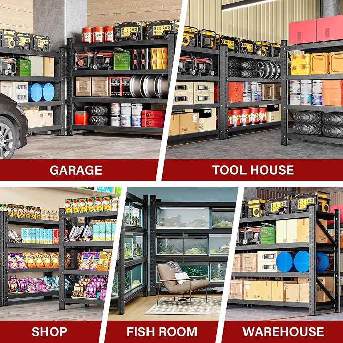 48" Wide Heavy Duty Garage Shelving Units, 3000LBS 24 Deep Storage Shelves - Image 5