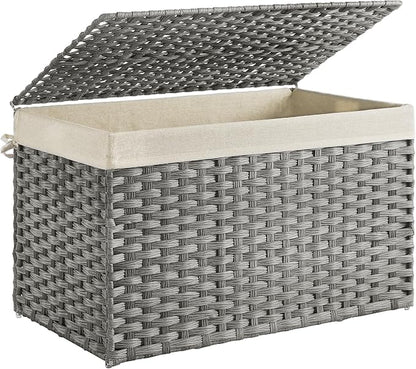 SONGMICS Storage Basket with Lid, Woven Blanket Storage Bin with Handles by SONGMICSbySONGMICSHOME